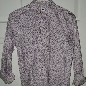 Uniqlo Purple Floral Pattern Buttonup